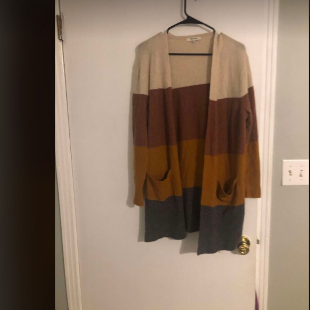 Madewell Kent Striped Cardigan Sweater Open Style Cardigan Sz M